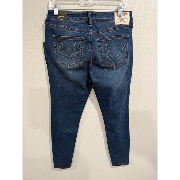 True Religion Crystal Skinny Jeans Womens 30 Blue Denim Mid-Rise Jennie Curvy - Picture 2 of 10